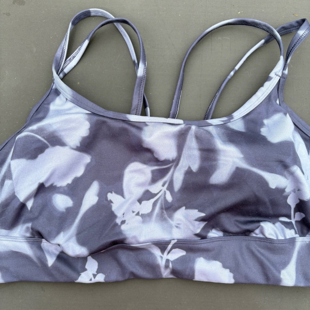 All In Motion Womens Strappy Racer Bra Gray Wash Floral XL NWT 214 05 3544